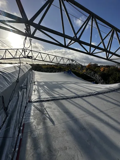 Truss arches over the big top