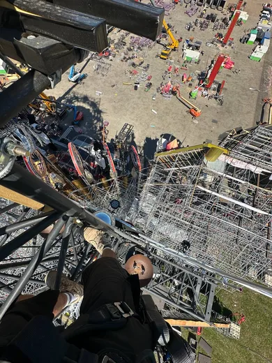 Looking down from the top of the main stage