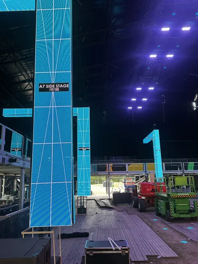 LED columns on a side stage