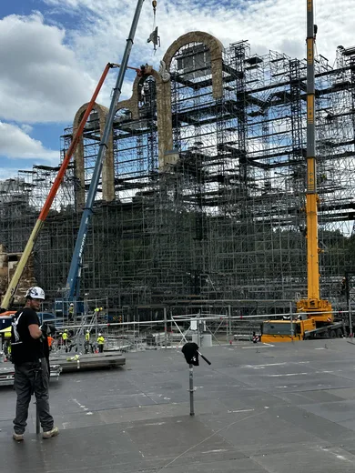 Main stage facade in scaffolding