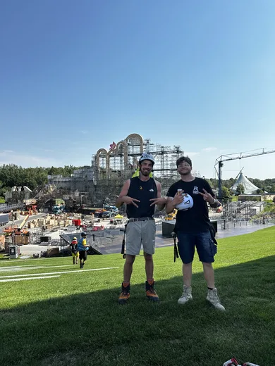 In front of the main stage build